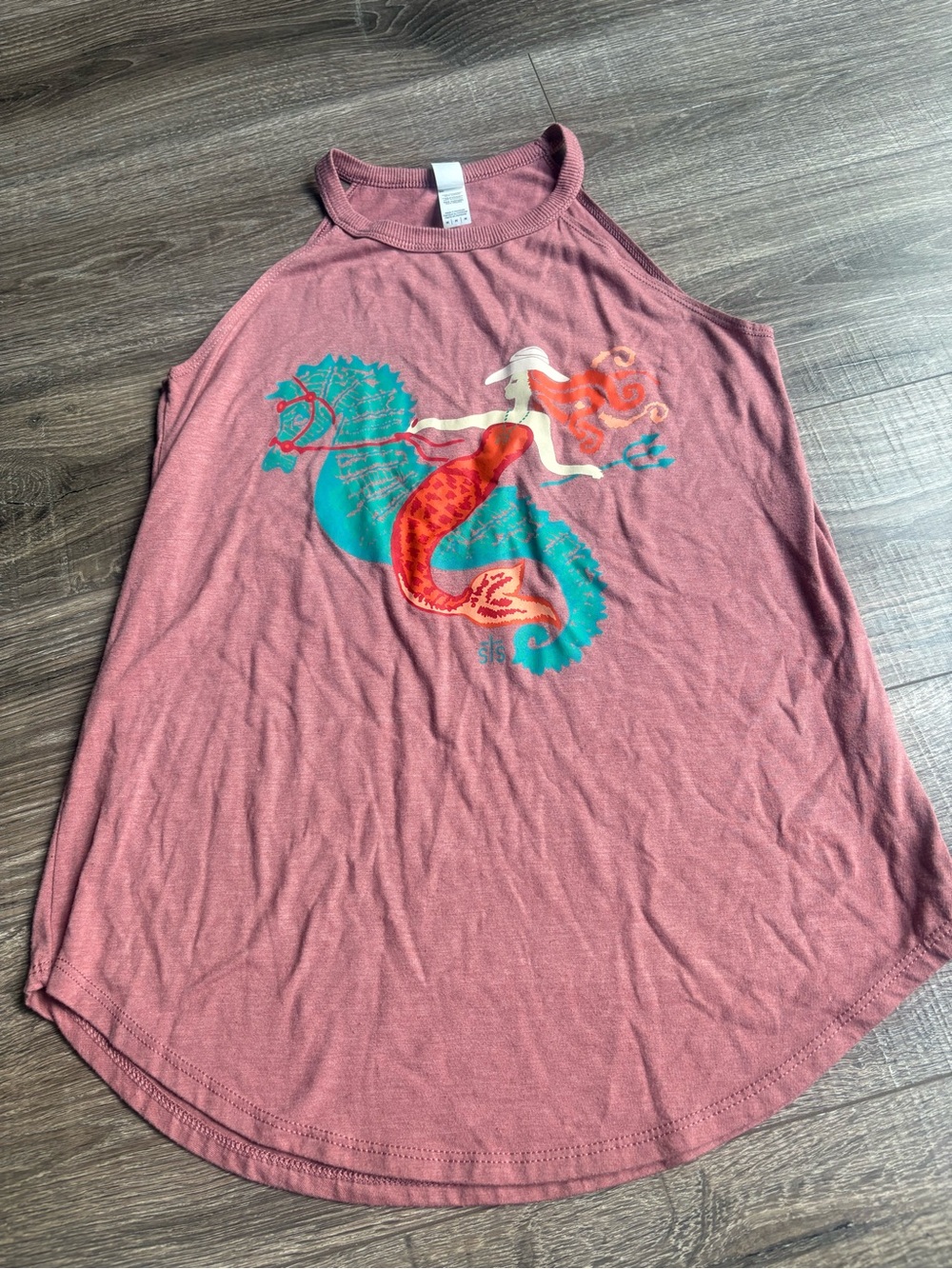 District Dusty Pink Mermaid Graphic Tank with Teal & Red Accents